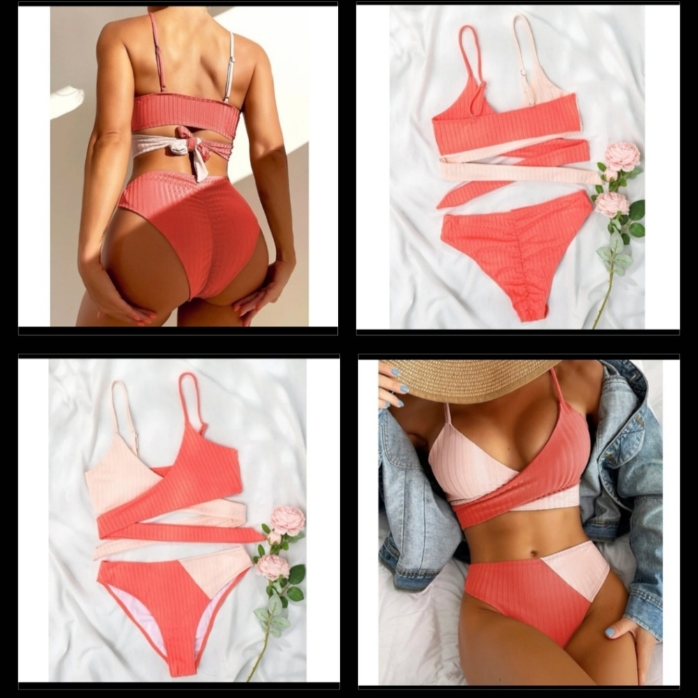 Pink Color Block bikini